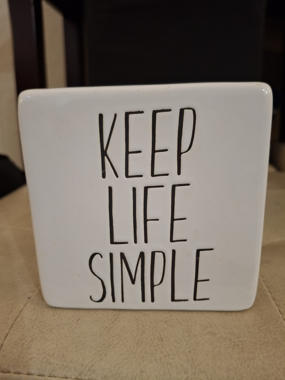 Keep Life Simple Ceramic Block - White with Black Text